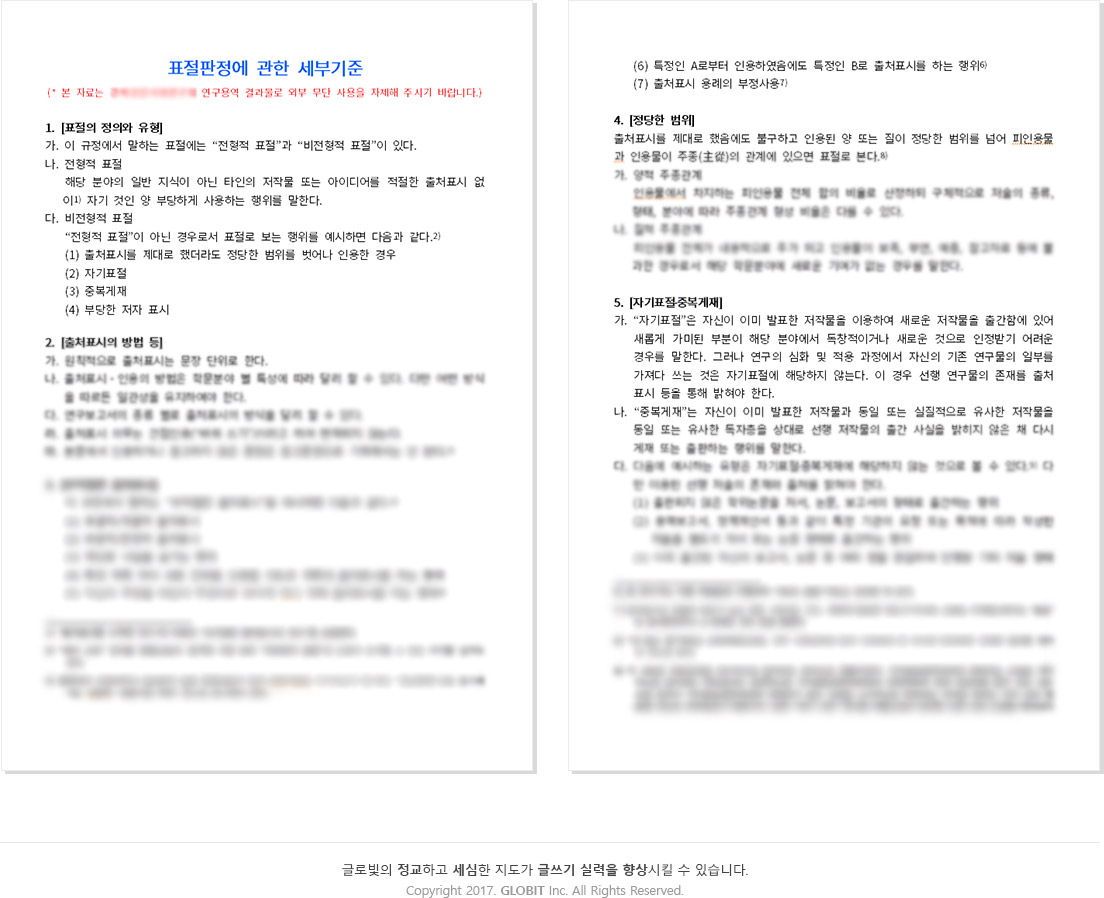 표절판정에 관한 세부기준